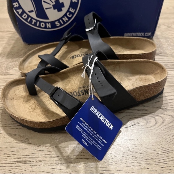 Birkenstock Unisex Mayari Dual Strap Slide Sandals, Black, Ladies 6 mens 4 - Picture 3 of 5